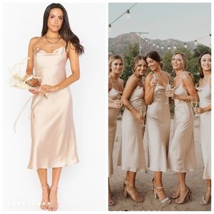 NWOT Show Me Your MuMu Verona Cowl Dress in Champagne Luxe Satin